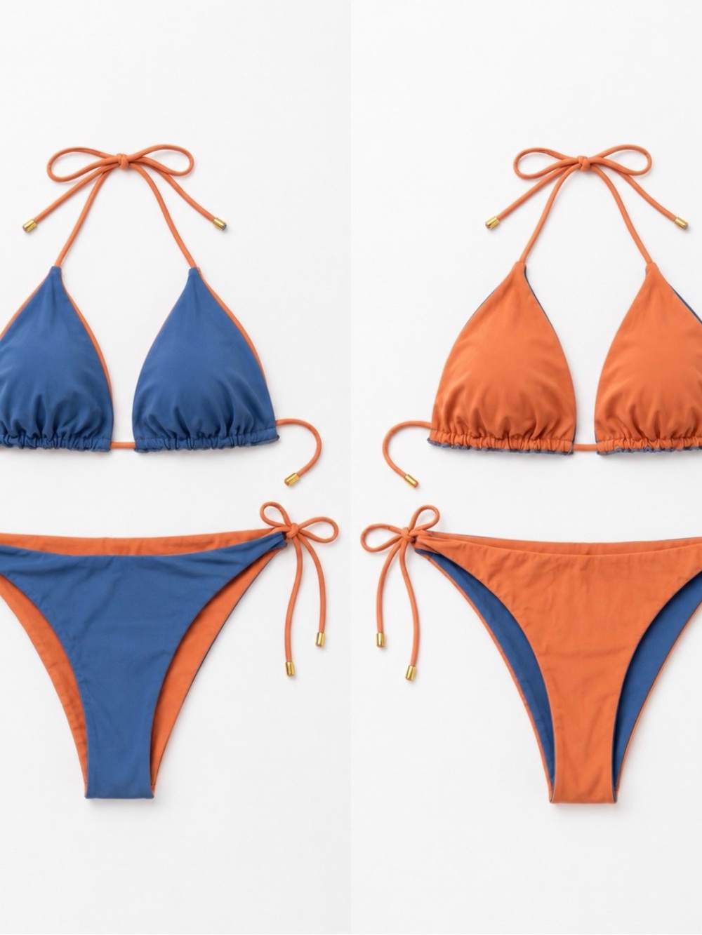 PHAX Reversible Blue & Orange Triangle String Bikini Set